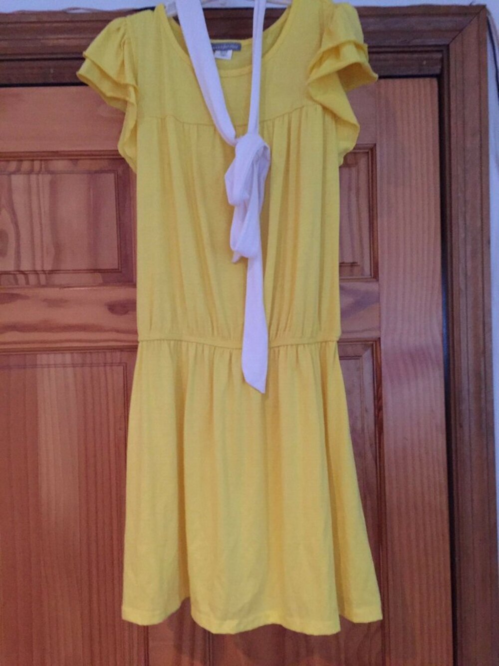 FOUR STARS USA Woman Yellow Summer DRESS Stylish Waist Tie Rayon Sz L